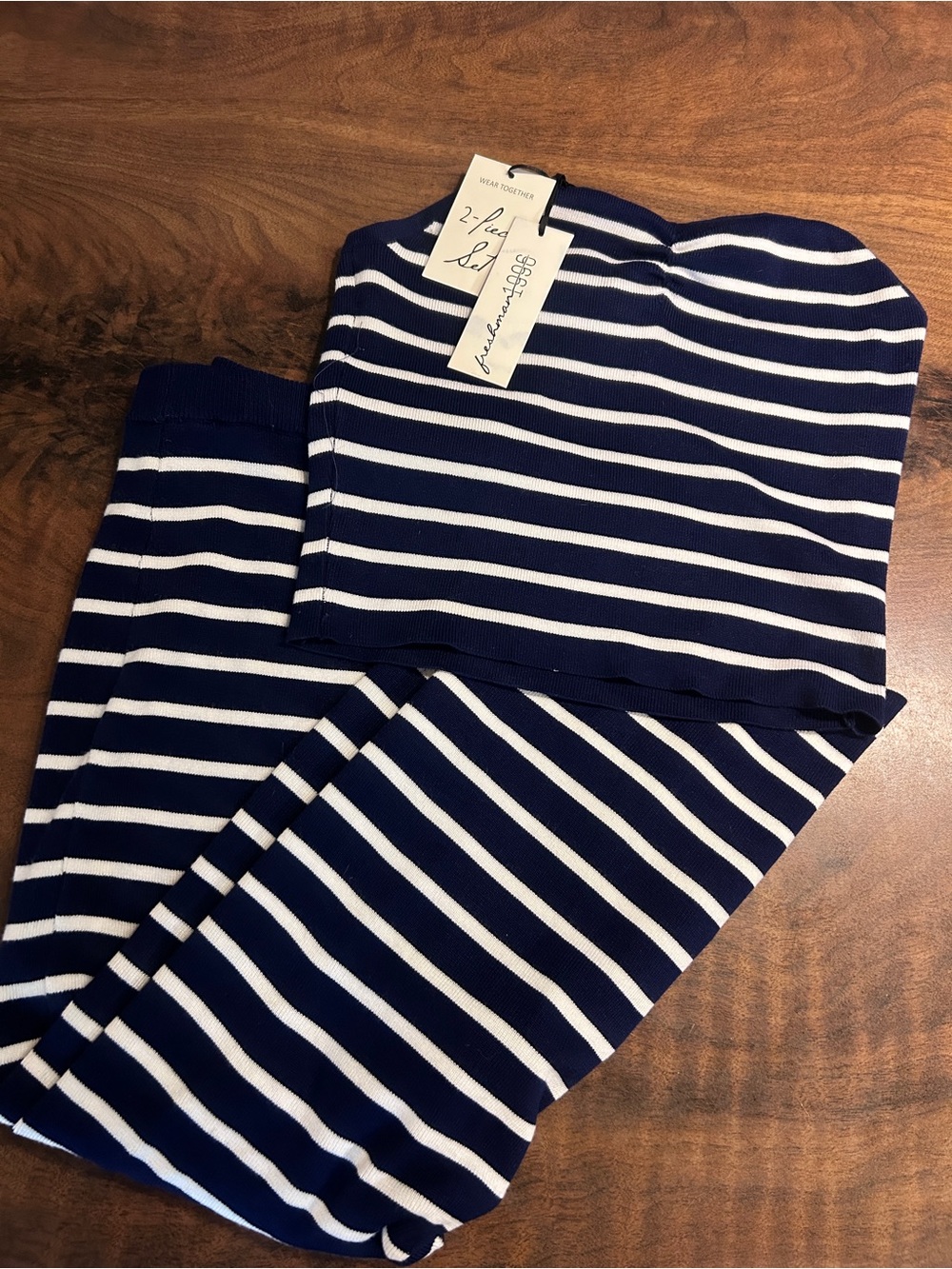Freshman 1996 Nautical Stripe Knit Bandeau and Skirt Set